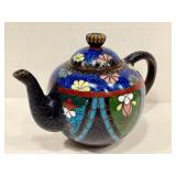 Miniature Cloisonné Teapot - 2.5-Inch Floral Pattern