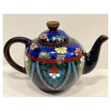 Miniature Cloisonné Teapot - 2.5-Inch Floral Pattern