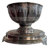 LR - Silver Plate Punch Bowl On Pedestal Stand