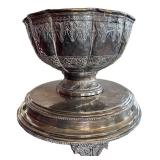 LR - Silver Plate Punch Bowl On Pedestal Stand