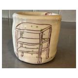 K1 - Handmade Ceramic Mug with Green Dots & Brown Line Art