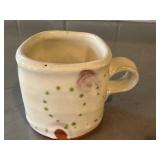 K1 - Handmade Ceramic Mug with Green Dots & Brown Line Art