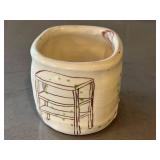 K1 - Handmade Ceramic Mug with Green Dots & Brown Line Art