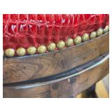 Bar Stools - Red Faux Crocodile Leather, 28 in H, Swivel, Antique Walnut Finish (Set of 3)