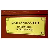 Vintage Maitland Smith Chinoiserie Red Lacquer Secretary Cabinet with Hand-Painted Gold Scenes