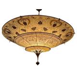 3-Tier Fortuny Scheherazade Floral Silk Pendant / Fortuny 3-Tier Silk Chandelier