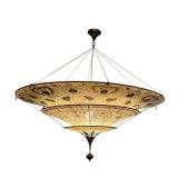 3-Tier Fortuny Scheherazade Floral Silk Pendant / Fortuny 3-Tier Silk Chandelier