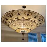 3-Tier Fortuny Scheherazade Floral Silk Pendant / Fortuny 3-Tier Silk Chandelier
