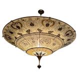 3-Tier Fortuny Scheherazade Floral Silk Pendant / Fortuny 3-Tier Silk Chandelier