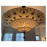 3-Tier Fortuny Scheherazade Floral Silk Pendant / Fortuny 3-Tier Silk Chandelier