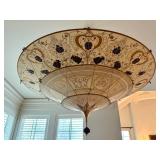 3-Tier Fortuny Scheherazade Floral Silk Pendant / Fortuny 3-Tier Silk Chandelier