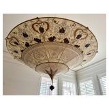 3-Tier Fortuny Scheherazade Floral Silk Pendant / Fortuny 3-Tier Silk Chandelier