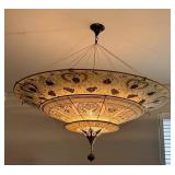 3-Tier Fortuny Scheherazade Floral Silk Pendant / Fortuny 3-Tier Silk Chandelier