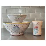 K - Amy Sabrina Pottery - 3-Piece Face Bowl & Vase Set (1999)