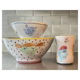 K - Amy Sabrina Pottery - 3-Piece Face Bowl & Vase Set (1999)