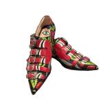 Gucci Floral Brocade Multistrap Buckled Loafers - Red Straps, Eye Insole, Made in Italy