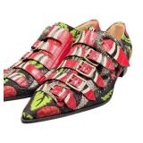 Gucci Floral Brocade Multistrap Buckled Loafers - Red Straps, Eye Insole, Made in Italy