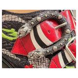 Gucci Floral Brocade Multistrap Buckled Loafers - Red Straps, Eye Insole, Made in Italy