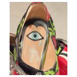 Gucci Floral Brocade Multistrap Buckled Loafers - Red Straps, Eye Insole, Made in Italy