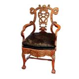 Charles Pollock Reproduction Portuguese Armchair - Black Cowhide Upholstery