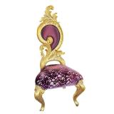 O - Elegant Chair - Renaissance Gold Frame, Purple Velvet Upholstery, Scalloped Back,