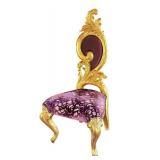 O - Elegant Chair - Renaissance Gold Frame, Purple Velvet Upholstery, Scalloped Back,