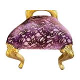 O - Elegant Chair - Renaissance Gold Frame, Purple Velvet Upholstery, Scalloped Back,
