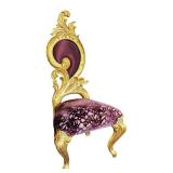 O - Elegant Chair - Renaissance Gold Frame, Purple Velvet Upholstery, Scalloped Back,