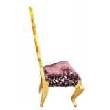 O - Elegant Chair - Renaissance Gold Frame, Purple Velvet Upholstery, Scalloped Back,