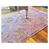 O - Custom Wool & Silk Rug 8' x 12' - Purple & Gold Floral Pattern