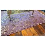 O - Custom Wool & Silk Rug 8' x 12' - Purple & Gold Floral Pattern