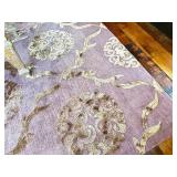 O - Custom Wool & Silk Rug 8' x 12' - Purple & Gold Floral Pattern