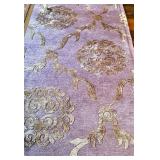 O - Custom Wool & Silk Rug 8' x 12' - Purple & Gold Floral Pattern