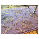O - Custom Wool & Silk Rug 8' x 12' - Purple & Gold Floral Pattern