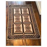 O - Handmade Floral Area Rug 47" x 71" Beige/Brown Border Pattern for Living Rooms