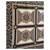O - Handmade Floral Area Rug 47" x 71" Beige/Brown Border Pattern for Living Rooms
