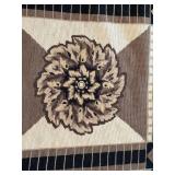 O - Handmade Floral Area Rug 47" x 71" Beige/Brown Border Pattern for Living Rooms