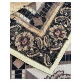 O - Handmade Floral Area Rug 47" x 71" Beige/Brown Border Pattern for Living Rooms