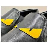 Fendi Monster Slip-On Sneakers - Black Leather, EU 38