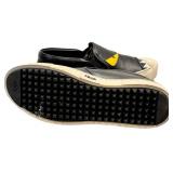 Fendi Monster Slip-On Sneakers - Black Leather, EU 38