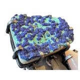 LW Signed 6-Inch Fringe Brooch - Blue-Green Stone with Purple Druzy & Pink Teardrop