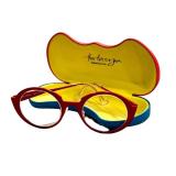 K7 - Eyeglass Frames - Pure Titanium, Made in France, Red Round Style
