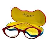 K7 - Eyeglass Frames - Pure Titanium, Made in France, Red Round Style