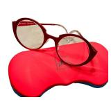 K7 - Eyeglass Frames - Pure Titanium, Made in France, Red Round Style