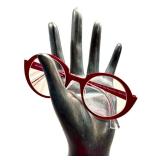 K7 - Eyeglass Frames - Pure Titanium, Made in France, Red Round Style
