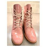 CL - FREDA SALVADOR Pink Patent Leather Lace-Up Boots - Made in Spain, Leather Sole