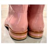 CL - FREDA SALVADOR Pink Patent Leather Lace-Up Boots - Made in Spain, Leather Sole