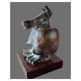 Jean Mackie - Bronze Dog Sculpture, 8.5 in Tall on Wood Base
