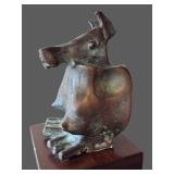 Jean Mackie - Bronze Dog Sculpture, 8.5 in Tall on Wood Base