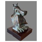 Jean Mackie - Bronze Dog Sculpture, 8.5 in Tall on Wood Base